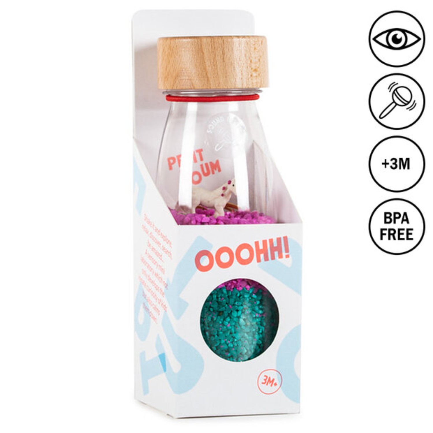 Levně Petit Boum Senzorická zvuková lahev JEDNOROŽEC (Unicorn) 250 ml