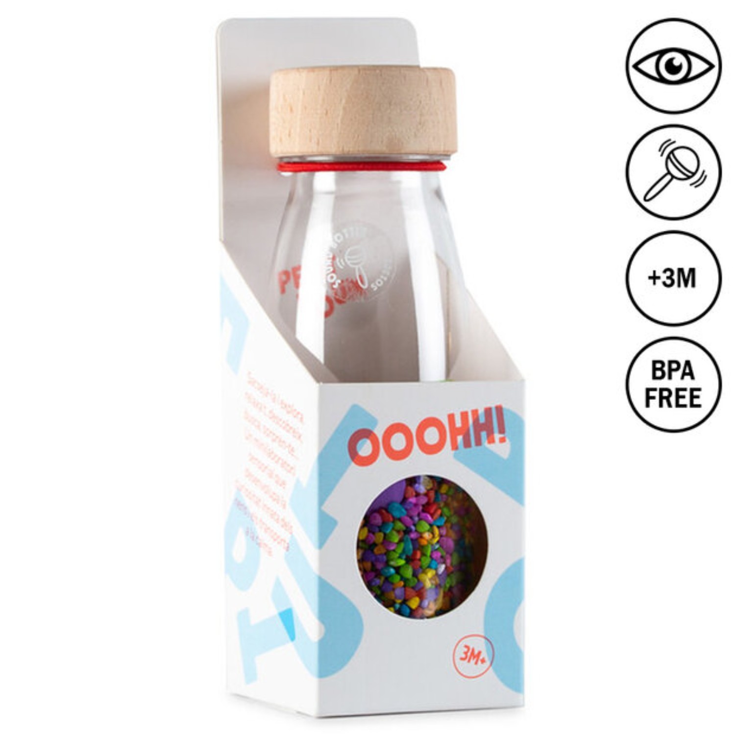 Levně Petit Boum Senzorická zvuková lahev KNOFLÍKY (Buttons) 250 ml