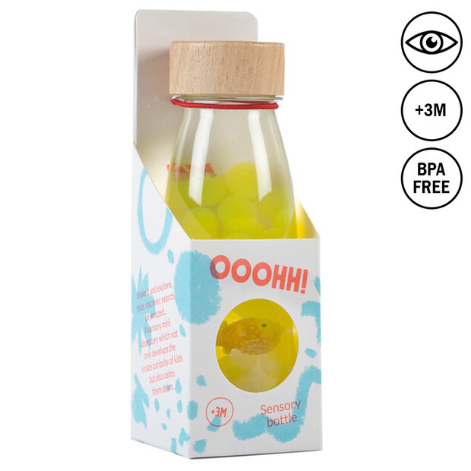 Levně Petit Boum Senzorická zvuková lahev RYBA ČTVERZUBEC (Pufferfish) 250 ml