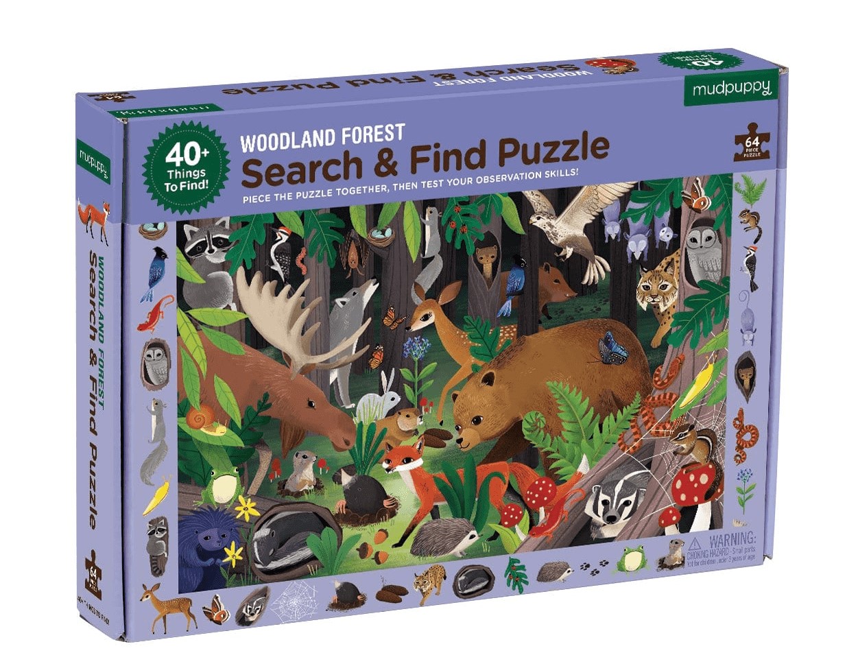 Levně Mudpuppy Puzzle hledej a najdi - Les (64 dílků)