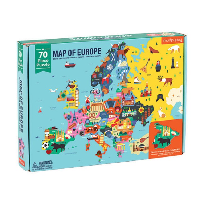 Levně Mudpuppy Geography Puzzle - Mapa Evropy ( 70 dílků)