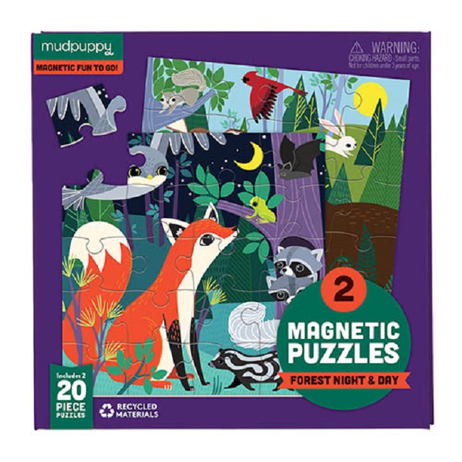 Mudpuppy Magnetické puzzle - Les ve dne i v noci (2x20 ks)