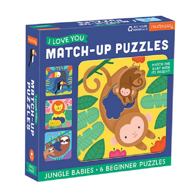 Mudpuppy Match-Up Puzzle - Mláďata z džugle (12 dílků)
