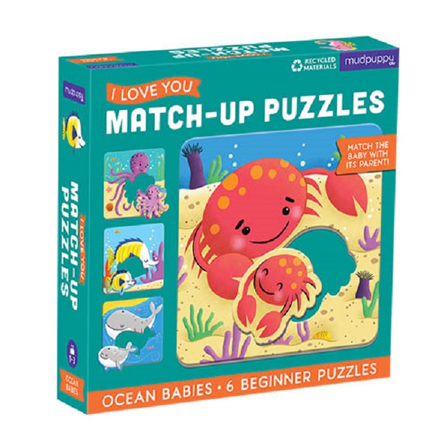 Levně Mudpuppy Match-Up Puzzle - Mláďata z oceánu (12 dílků)