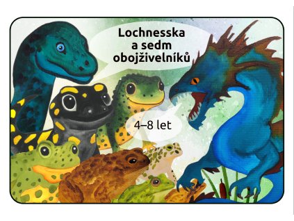 Titulní obrázek honby za pokladem: Lochnesska a sedm obojživelníků, zobrazující všechny postavy, které dítě ve hře potká: Lochnessku, draka, mloka, čolka, ropuchu zelenou, ropuchu obecnou, skokana zeleného, skokana hnědého, rosničku a kuňku obecnou