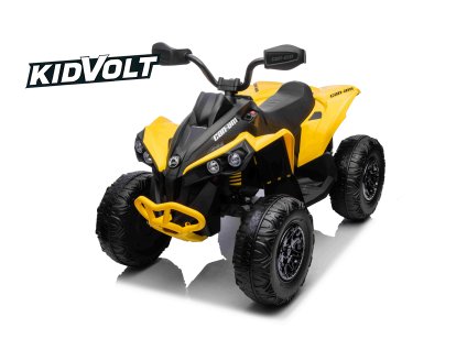 8884 1 detska elektricka ctyrkolka can am maverick 2x200w zluta