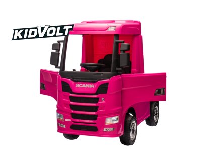 9181 22 detsky elektricky kamion scania r serie ruzova