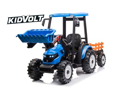 8549 mega detsky elektricky traktor d68 s valnikem a nakladacem 2x200w modra