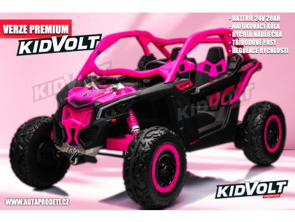 13045 3 detska buggy can am maverick xxl premium 24v 20ah 4x200w ruzova