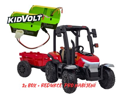 13132 1 elektricky traktor s valnikem pro deti blast 206 2x200w box 7ah cervena