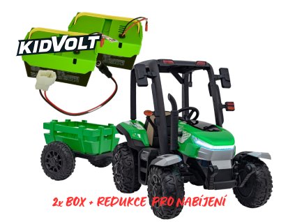 13135 1 elektricky traktor s valnikem pro deti blast 206 2x200w box 7ah zelena