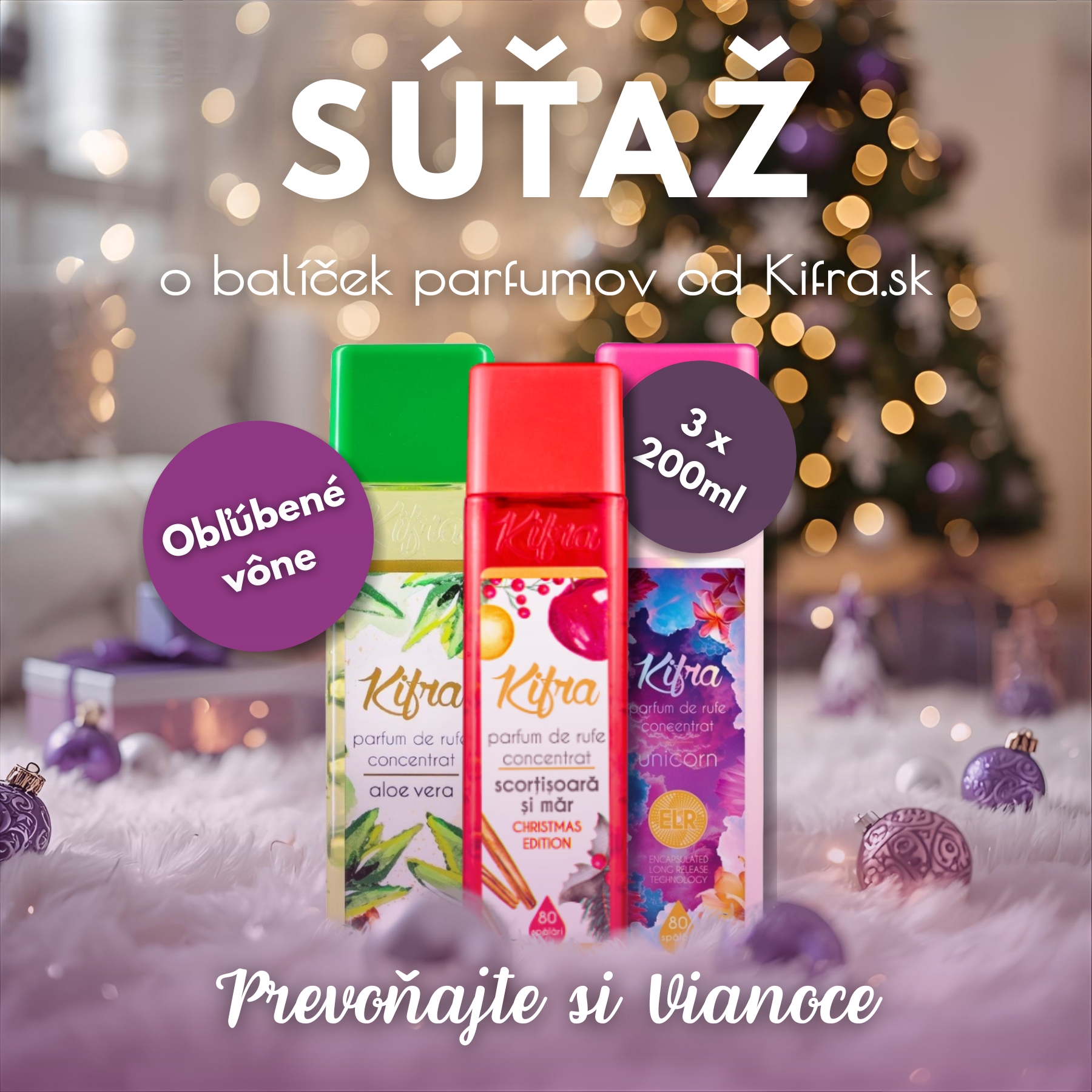 VIANOČNÁ SÚŤAŽ o 3 čarovné vône od Kifra.sk