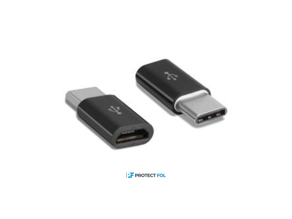 Micro USB (lány) - Type-C (fiú) átalakító adapter, fekete