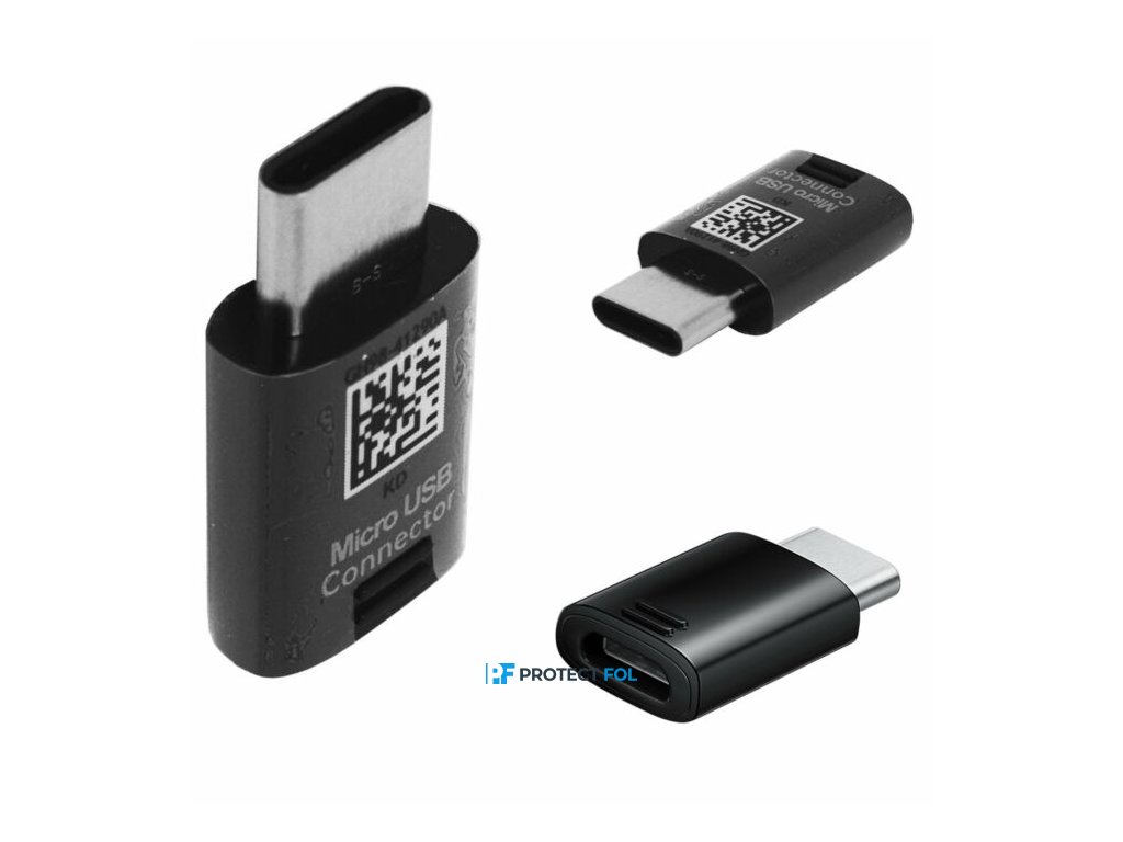 Samsung eredeti, gyári adapter, Micro USB (lány) - Type-C (fiú), (EE-GN930BB), fekete