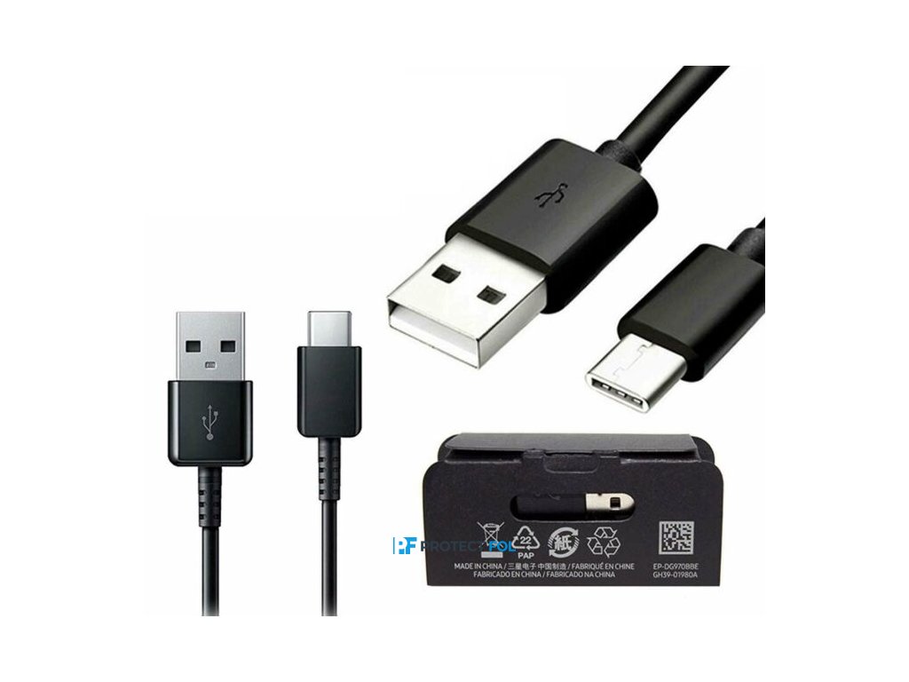 Samsung S10, S10 Plus eredeti, gyári Type-C USB kábel 1M (EP-DG970CBE, DG970BBE), fekete