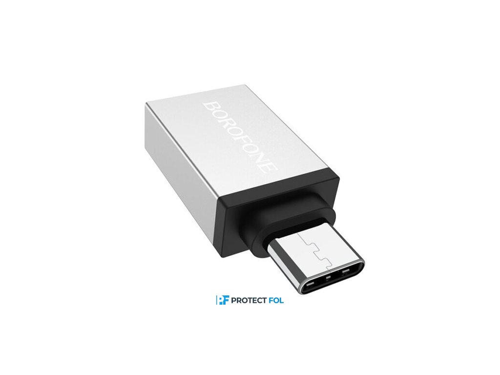 Borofone OTG adapter, Type-C (fiú) - USB (lány) 5G, 3.0 (BV3), ezüst