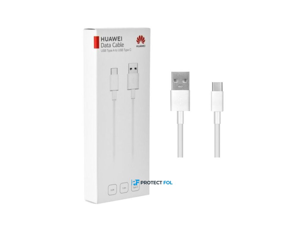 Huawei eredeti, gyári Type-C USB 3A gyorstöltő kábel 1M (AP51, CP51) (BLISTER), fehér