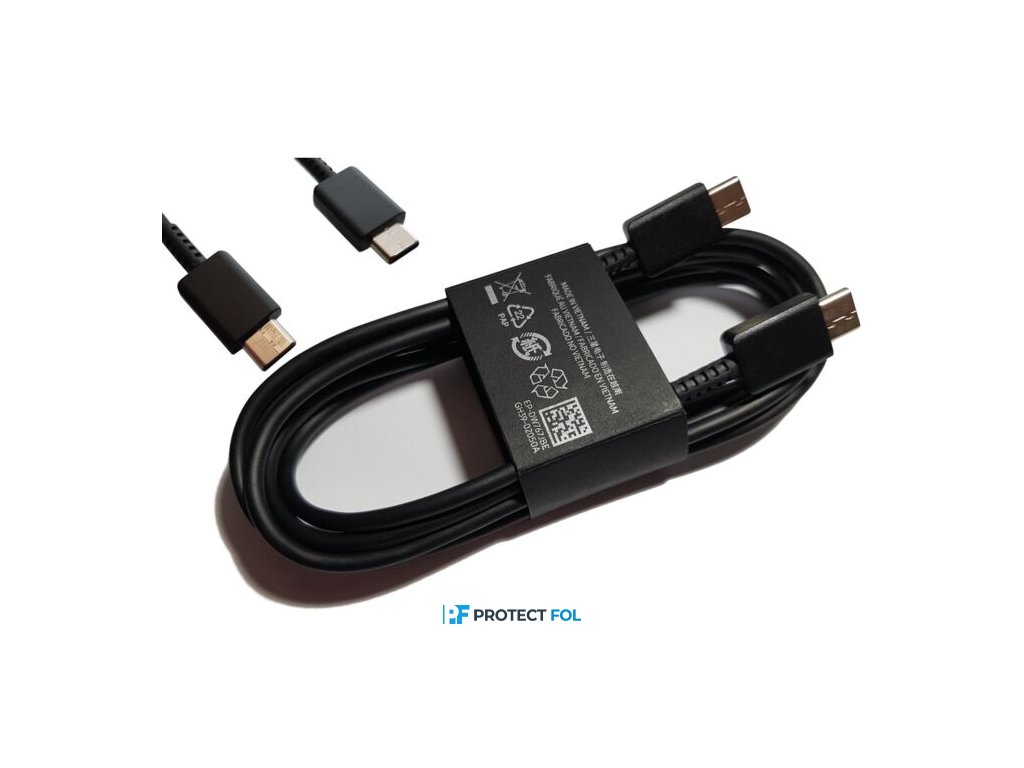 Samsung eredeti, gyári S21, S22 Type-C - Type-C kábel 25W | 3A | 1,8M (DW767JBE), fekete