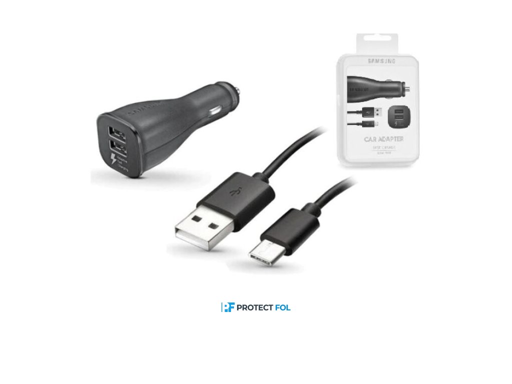 Samsung gyári, eredeti szivargyújtós töltő 2A | 15W | 2xUSB + Type-C kábel 1,2M (BLISTER) (EP-LN920 + DG950), fekete
