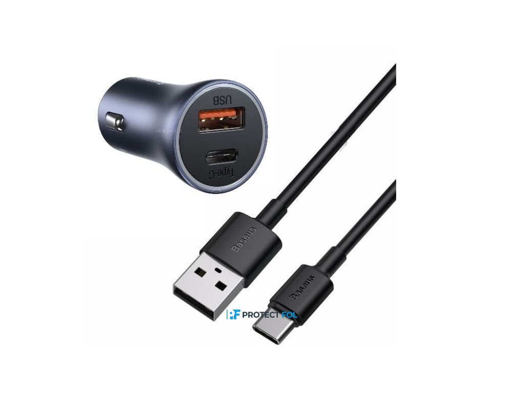 Baseus szivargyújtós gyors töltő type-c kábellel 1M | PD 4.0 | 40W | 3A (TZCCJD-0G), szürke