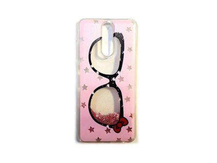 Apple iPhone X, XS, (5.8), Water csillámos folyadékos gumis hátlaptok, szemüveg