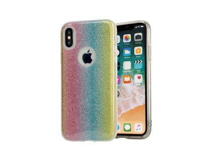 Samsung Galaxy A6 Plus (2018), (A605), J8 (2018) (J800), Glitter Bling csillámos gumis hátlaptok, szivárvány