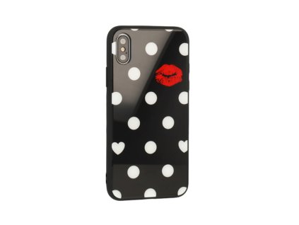 Vennus Glass Kiss üveges hátlaptok Samsung Galaxy A6 Plus (2018), (A605), J8 (2018) (J800) típusú készülékre, fekete