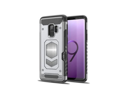 Samsung Galaxy S9, (G960), Vennus Magnetic Armor, bankkártyatartós, ütésálló gumis hátlaptok (beépített fém lap mágneses autós tartóhoz), ezüst