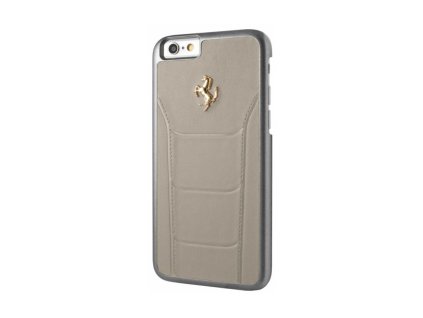 Apple iPhone 6, 6s (4.7), Ferraris műanyag hátlaptok igazi bőr bevonattal, arany színű logóval (FESEGHCP6GR), szürke