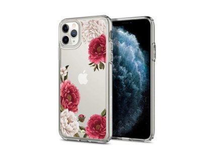 Apple iPhone 11 Pro Max, (6.5), Spigen Ciel gumis hátlaptok (075CS27168), piros virágos