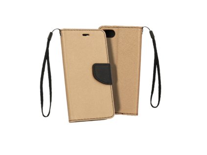Motorola Moto G7, G7 Plus, Fancy oldalra nyíló flip tok, arany - fekete