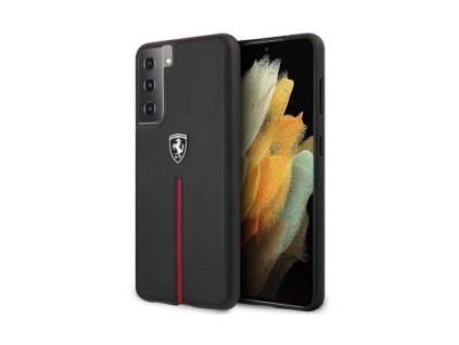 Samsung Galaxy S21, (G991), Ferrari, kemény, gumis hátlaptok, eredeti bőr bevonattal (FEOSIHCS21SBK), fekete 02