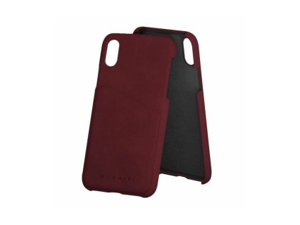 Bugatti Londra kemény alcantra bőr hátlaptok iPhone X, XS, (5.8) típusú készülékhez, bordó