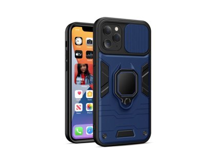 Apple iPhone 11 Pro Max, (6.5) Ring Lens kamera védős ütésálló tok (fém lap mágneses autós tartóhoz), kék