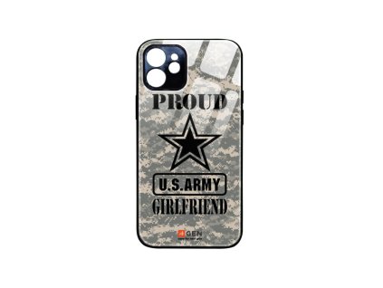 Apple iPhone 12 (6.1), 4Gen fekete üvegtok, US Army Girlfriend
