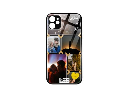 Apple iPhone 11 (6.1), egyedi 4Gen fekete üvegtok, Szerelmes 10
