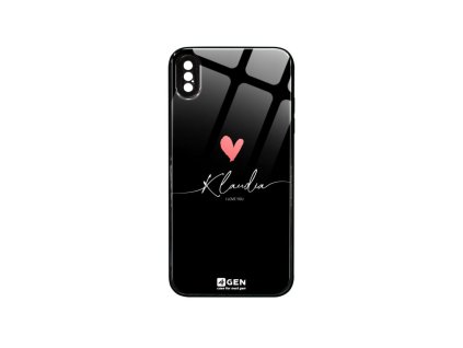 Apple iPhone X, XS, (5.8), 4Gen fekete üvegtok, Szerelmes 04