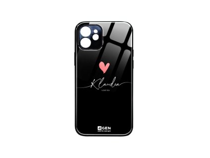 Apple iPhone 12 Mini, (5.4), egyedi 4Gen fekete üvegtok, Szerelmes 04