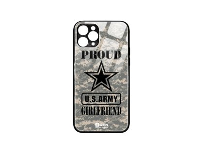 Apple iPhone 11 Pro (5.8), egyedi 4Gen fekete üvegtok, US Army Wood