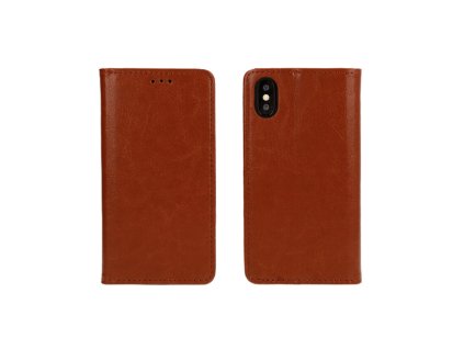 Samsung Galaxy S22 Ultra (S908), Book Special oldalra nyíló flip tok (eredeti olasz bőr), barna