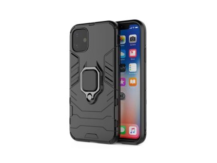 Samsung Galaxy A32 4G, (A325), Ring Magnetic Armor ütésálló gumis hátlaptok (beépített fém lap mágneses autós tartóhoz), fekete