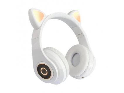 Bluetooth fejhallgató cica fülekkel, headset (B39), fehér