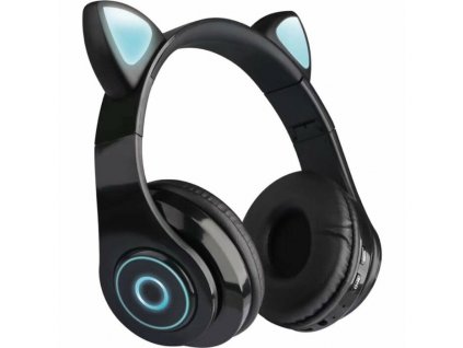 Bluetooth fejhallgató cica fülekkel, headset (B39), fekete