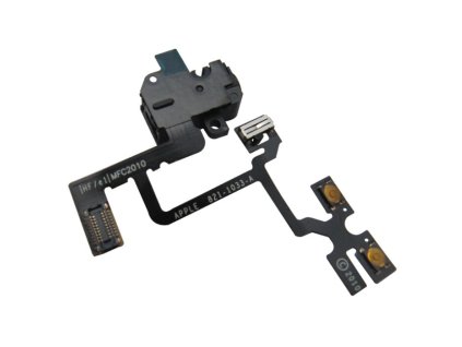 Apple iPhone 4, gyári headset csatlakozós, hangerő és némító gombos átvezető fólia (Flex, szalagkábel), fekete