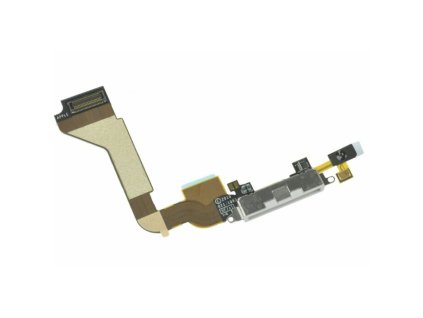 Apple iPhone 4, gyári töltőcsatlakozós, mikrofonos átvezető fólia (Flex, szalagkábel), fehér