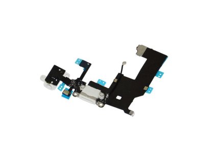 Apple iPhone 5, gyári töltőcsatlakozós, headset csatlakozós és mikrofonos átvezető fólia (Flex, szalagkábel), fehér
