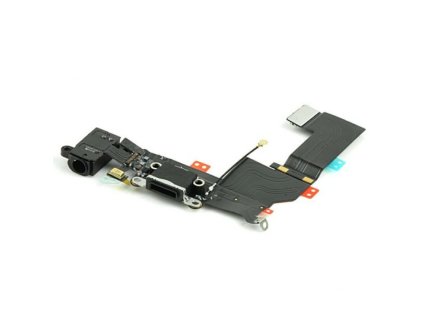 Apple iPhone 5s, gyári töltőcsatlakozós, headset csatlakozós és mikrofonos átvezető fólia (Flex, szalagkábel), fekete