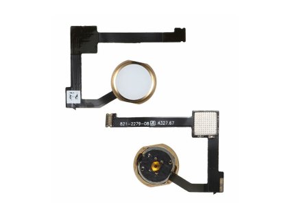 Apple iPad mini 4, gyári típusú home gombos átvezető fólia (Flex, szalagkábel), fehér-arany