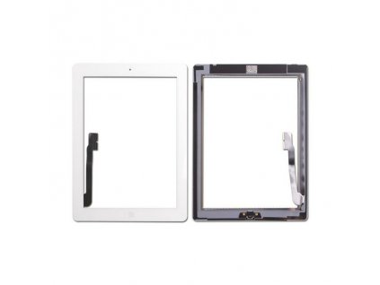 Apple iPad 3, Apple iPad 4, gyári típusú típusú érintőpanel (külső-, belső home gombbal, ragasztóval), fehér