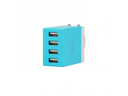 Recci hálózati töltő adapter 4xUSB | 2,1A (RUC5003), kék